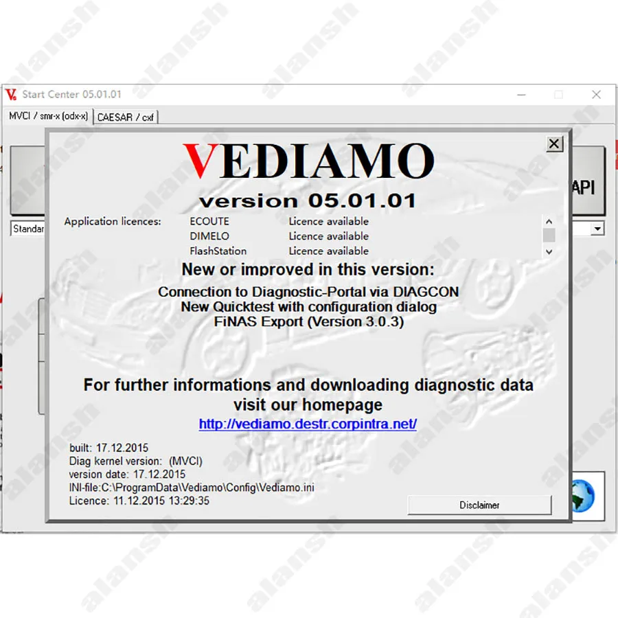 for Vediamo 5.01.01 with Keygen and Activate for MB STAR C4 C5 Offline Programming Engineer Nitro
for Vediamo 5.01.01 with Keygen and Activate for MB STAR C4 C5 Offline Programming Engineer Nitro