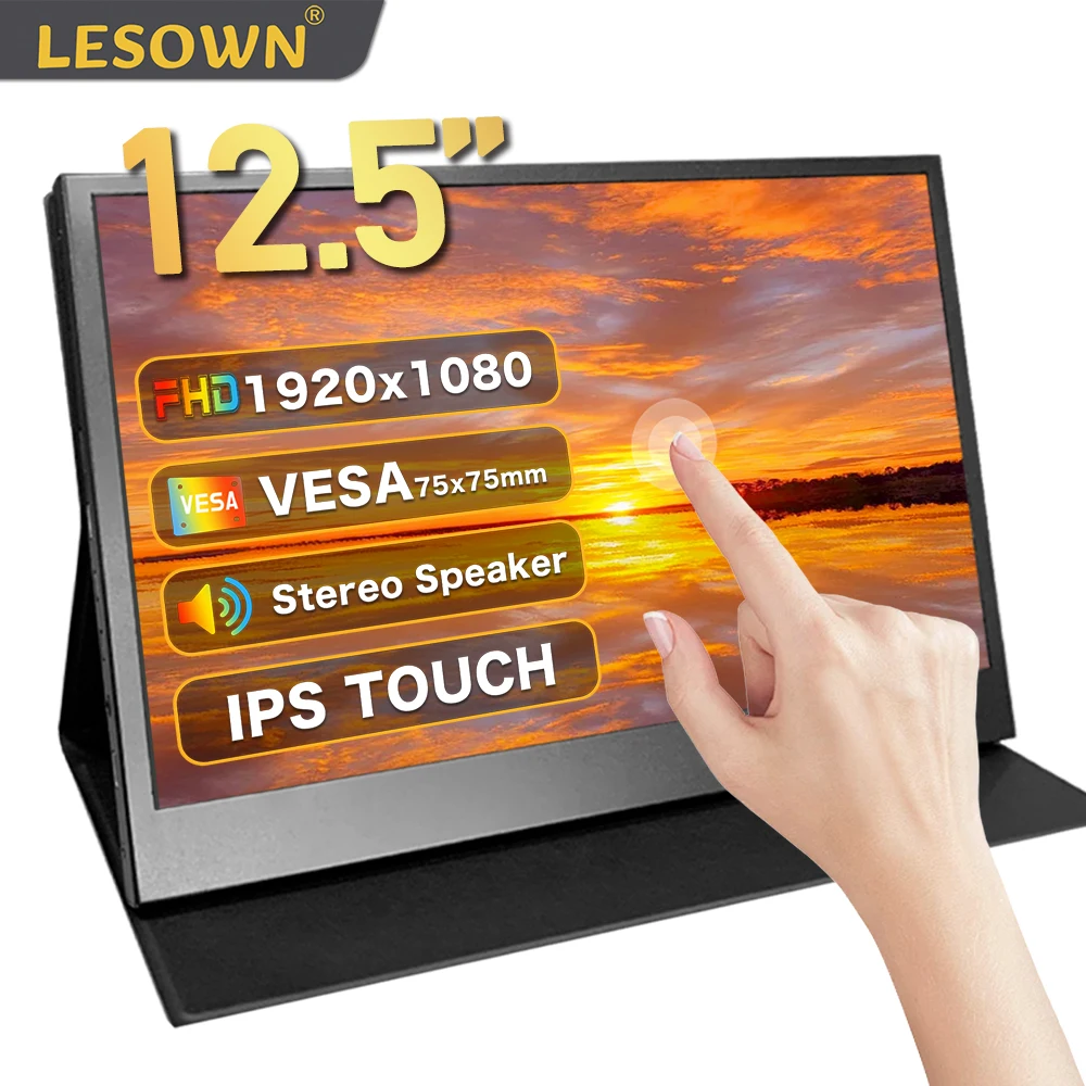 LESOWN 12.5 inch Additional Monitor with Speakers HDMI-Compatible USB-C Widescreen 1920x1080 IPS Touchscreen Sub Display for PC
LESOWN 12.5 inch Additional Monitor with Speakers HDMI-Compatible USB-C Widescreen 1920x1080 IPS Touchscreen Sub Display for PC