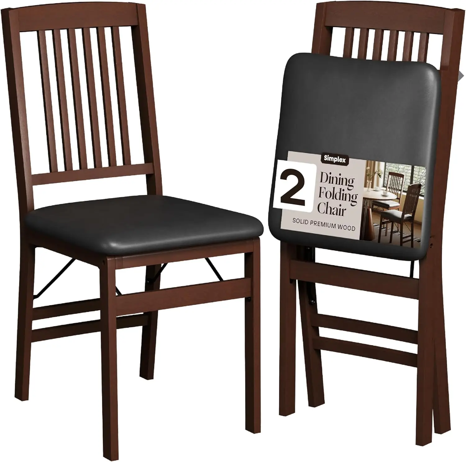 Compact Folding Wood Dining Chairs Set of 2 – No Assembly, PU Leather, 400 lb Capacity
Compact Folding Wood Dining Chairs Set of 2 – No Assembly, PU Leather, 400 lb Capacity