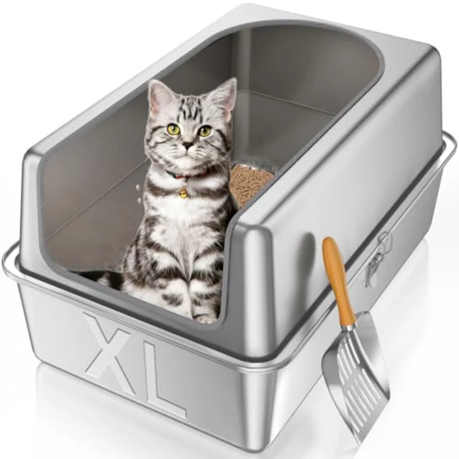 12'' High Sides XL All Stainless Steel Cat Litter Box with Lid, Deep Metal Litter Box for Big Cats, Extra Large Litter Boxes wi
12'' High Sides XL All Stainless Steel Cat Litter Box with Lid, Deep Metal Litter Box for Big Cats, Extra Large Litter Boxes wi
