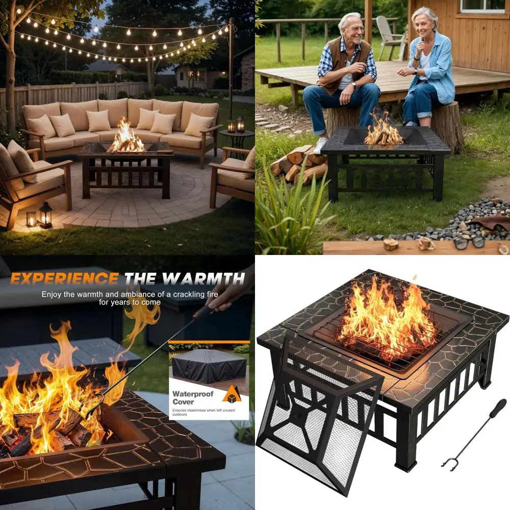 32 Inch Bronze Outdoor Fire Pit Table with Waterproof Cover for Patio and Camping
32 Inch Bronze Outdoor Fire Pit Table with Waterproof Cover for Patio and Camping