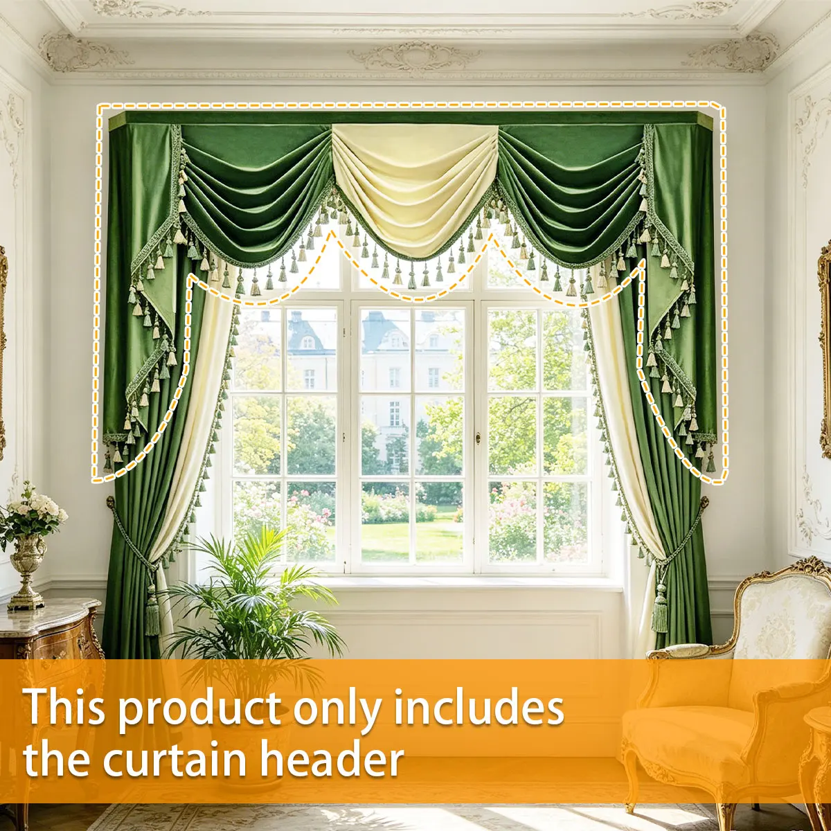1pcs Green & Cream Contrast Velvet Curtain Valance, High-End Valance for Living Room & Bedroom (Curtain Panels Not Included)
1pcs Green & Cream Contrast Velvet Curtain Valance, High-End Valance for Living Room & Bedroom (Curtain Panels Not Included)