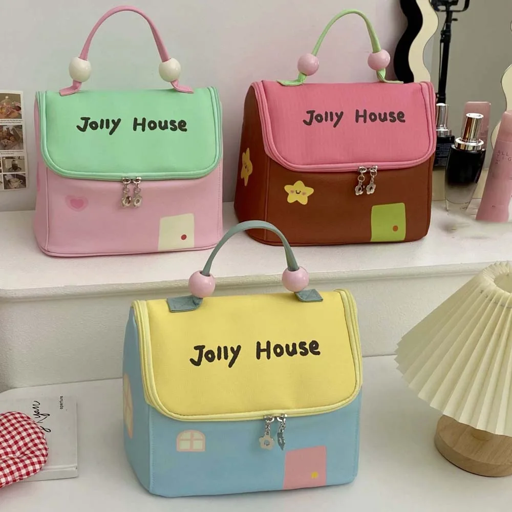 Nylon Cartoon House Cosmetic Bag Large Capacity Thickened Dopamine Color Handbag Japanese Style Printed Pouch for Make Up Kit
Nylon Cartoon House Cosmetic Bag Large Capacity Thickened Dopamine Color Handbag Japanese Style Printed Pouch for Make Up Kit