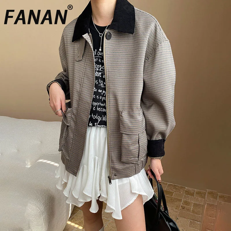 FANAN Spliced Contrast Color Jackets Women's Lapel Zipper Cardigan Plaid Vintage Female Coats Fashion Clothing 2025 Spring New
FANAN Spliced Contrast Color Jackets Women's Lapel Zipper Cardigan Plaid Vintage Female Coats Fashion Clothing 2025 Spring New
