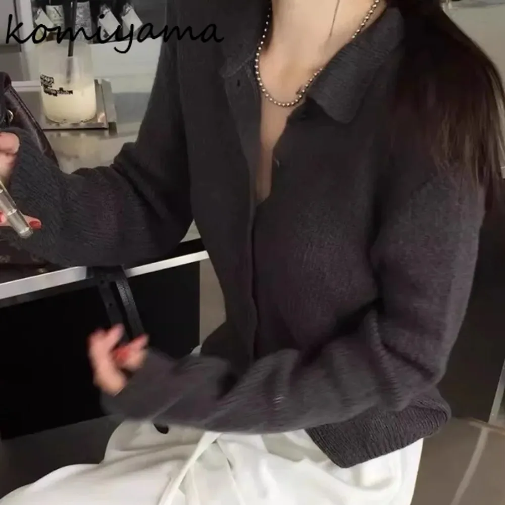 Кардиган с отложным воротником, корейский шик, Ropa Mujer, осенний вязаный свитер, однобортные кардиганы, милая эластичная одежда для женщин
Кардиган с отложным воротником, корейский шик, Ropa Mujer, осенний вязаный свитер, однобортные кардиганы, милая эластичная одежда для женщин