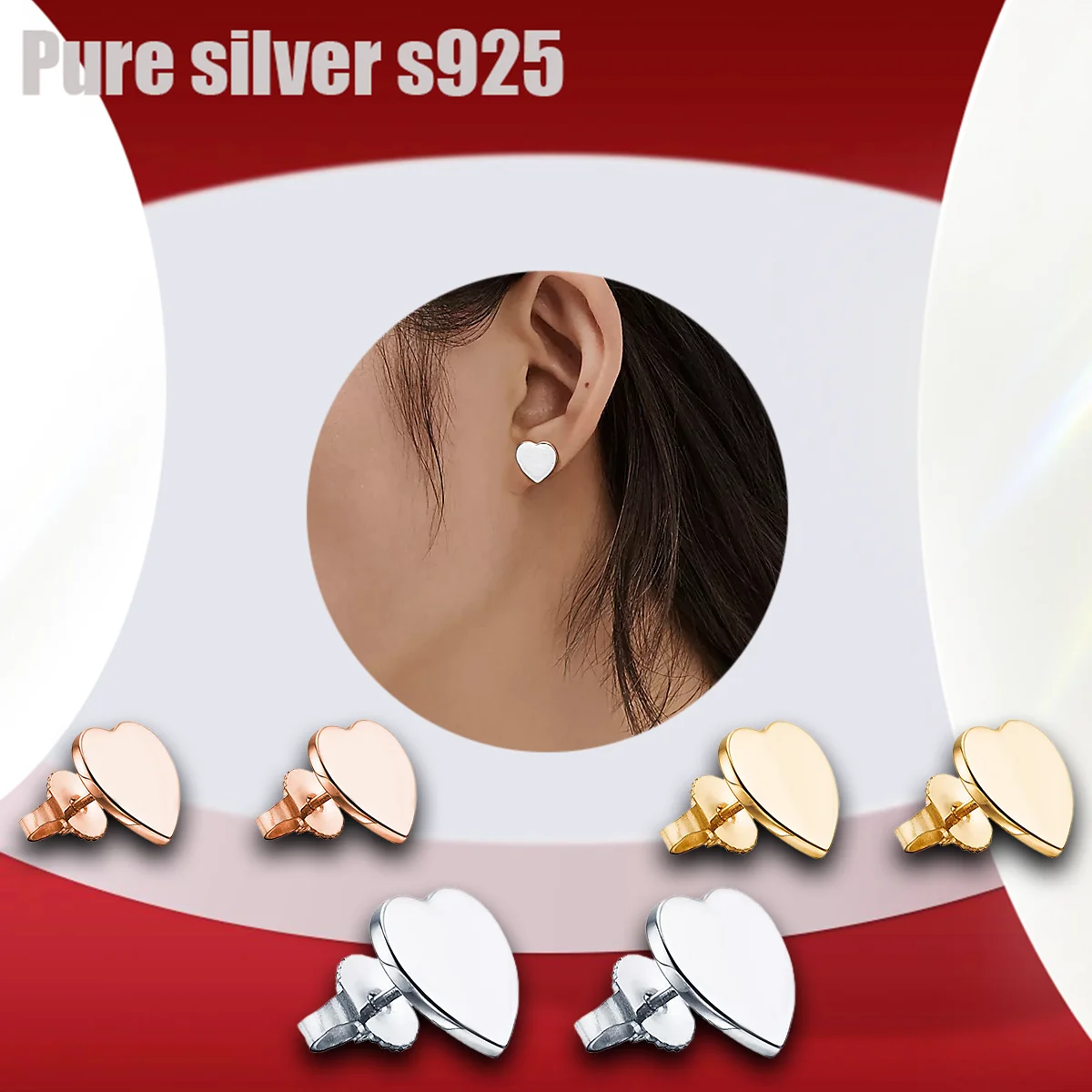 Pure silver s925 earrings Heart shaped personality, high-end temperament, versatile and popular earrings
Pure silver s925 earrings Heart shaped personality, high-end temperament, versatile and popular earrings