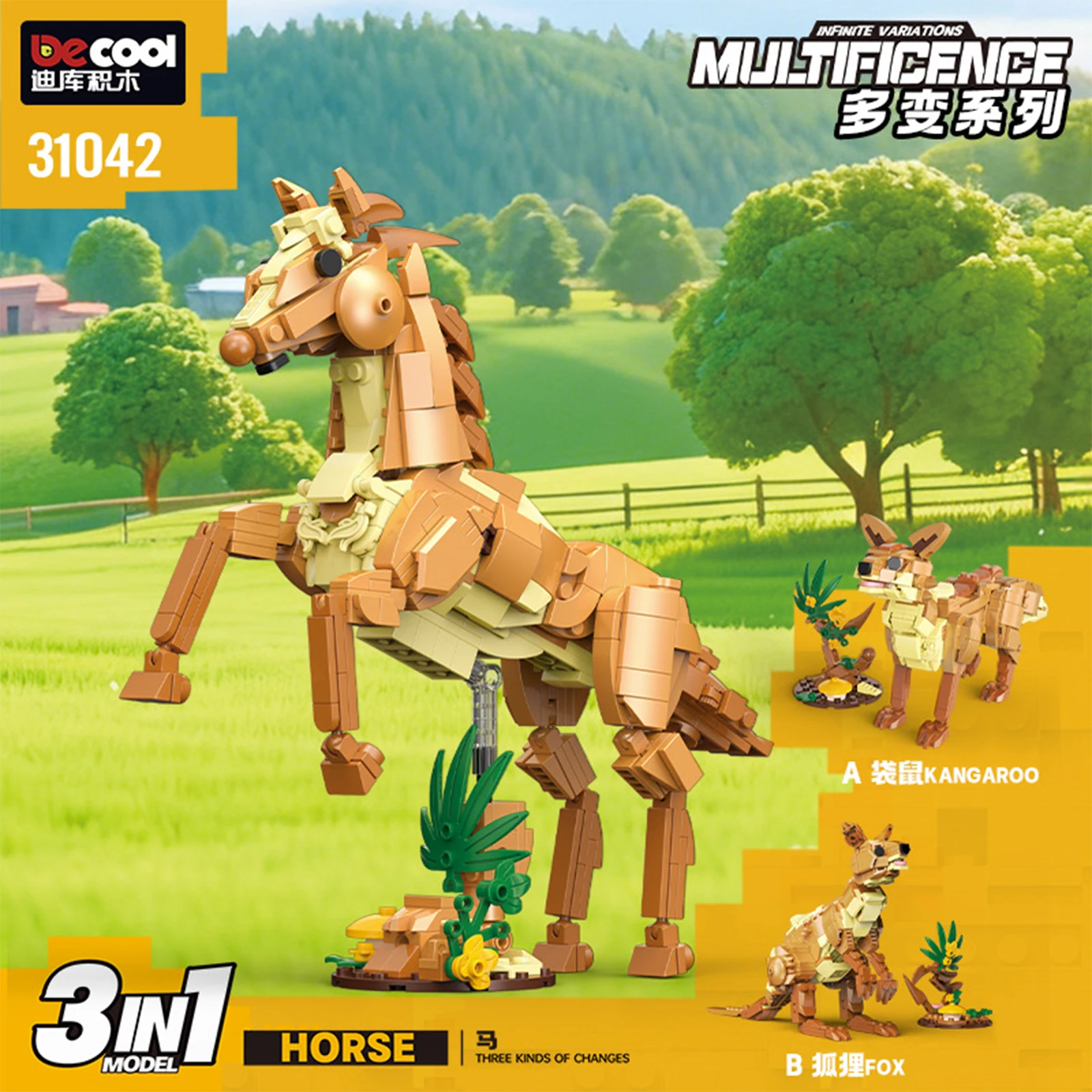 MOC Creative Transforming Animal 3-IN-1 Horse Kangaroo Fox Model 532PCS Building Blocks Set Boys Girls Assembly Toy Holiday Gift
MOC Creative Transforming Animal 3-IN-1 Horse Kangaroo Fox Model 532PCS Building Blocks Set Boys Girls Assembly Toy Holiday Gift