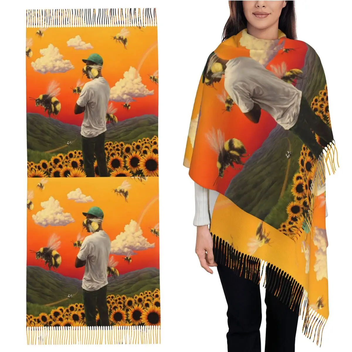 Tyler The Creator 3, шарф, шарфы с кисточками для женщин, мягкие теплые шали и накидки, длинная осенне-зимняя шаль
Tyler The Creator 3, шарф, шарфы с кисточками для женщин, мягкие теплые шали и накидки, длинная осенне-зимняя шаль