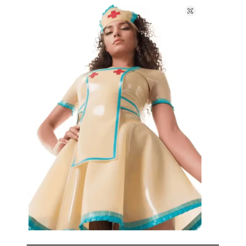 Latex Costume Rubber Dress with Headpiece Accents Cosplay Events Transparent light blue
Latex Costume Rubber Dress with Headpiece Accents Cosplay Events Transparent light blue