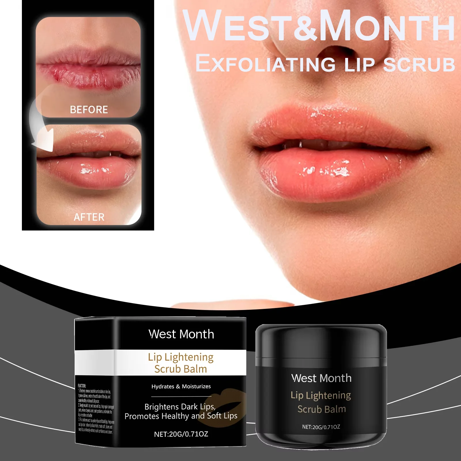 WEST MONTH Lip Scrub 0.71 OZ Exfoliates Moisturizes Nourishes Dry Lips Gentle Exfoliating Formula for Soft Luscious Lips
WEST MONTH Lip Scrub 0.71 OZ Exfoliates Moisturizes Nourishes Dry Lips Gentle Exfoliating Formula for Soft Luscious Lips