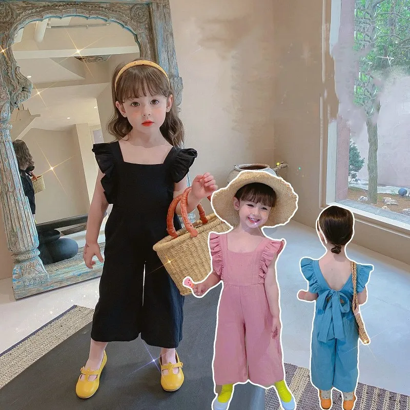 Summer Baby and Girls Cotton Sweet Plain Ruffled Sleeves Lace UP Backless Bodysuit Kids Jumpsuit Children Overalls Outfit 2-8 Yr
Summer Baby and Girls Cotton Sweet Plain Ruffled Sleeves Lace UP Backless Bodysuit Kids Jumpsuit Children Overalls Outfit 2-8 Yr