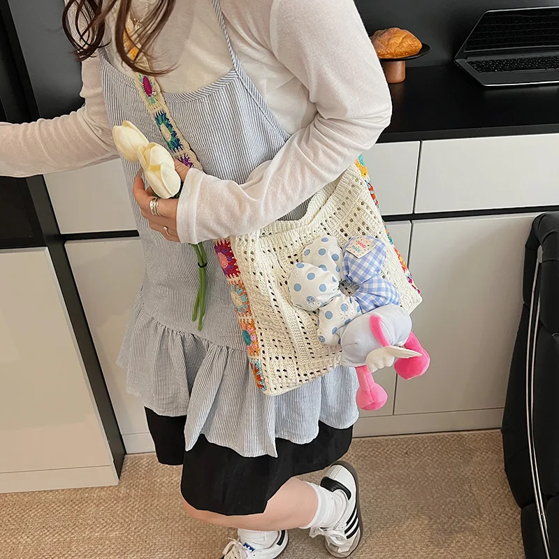  2025 вязаная сумка в горошек с Микки Маусом, милый мультяшный кошелек на плечо, женская модная кружевная сумка через плечо, модный повседневный рюкзак
2025 вязаная сумка в горошек с Микки Маусом, милый мультяшный кошелек на плечо, женская модная кружевная сумка через плечо, модный повседневный рюкзак 