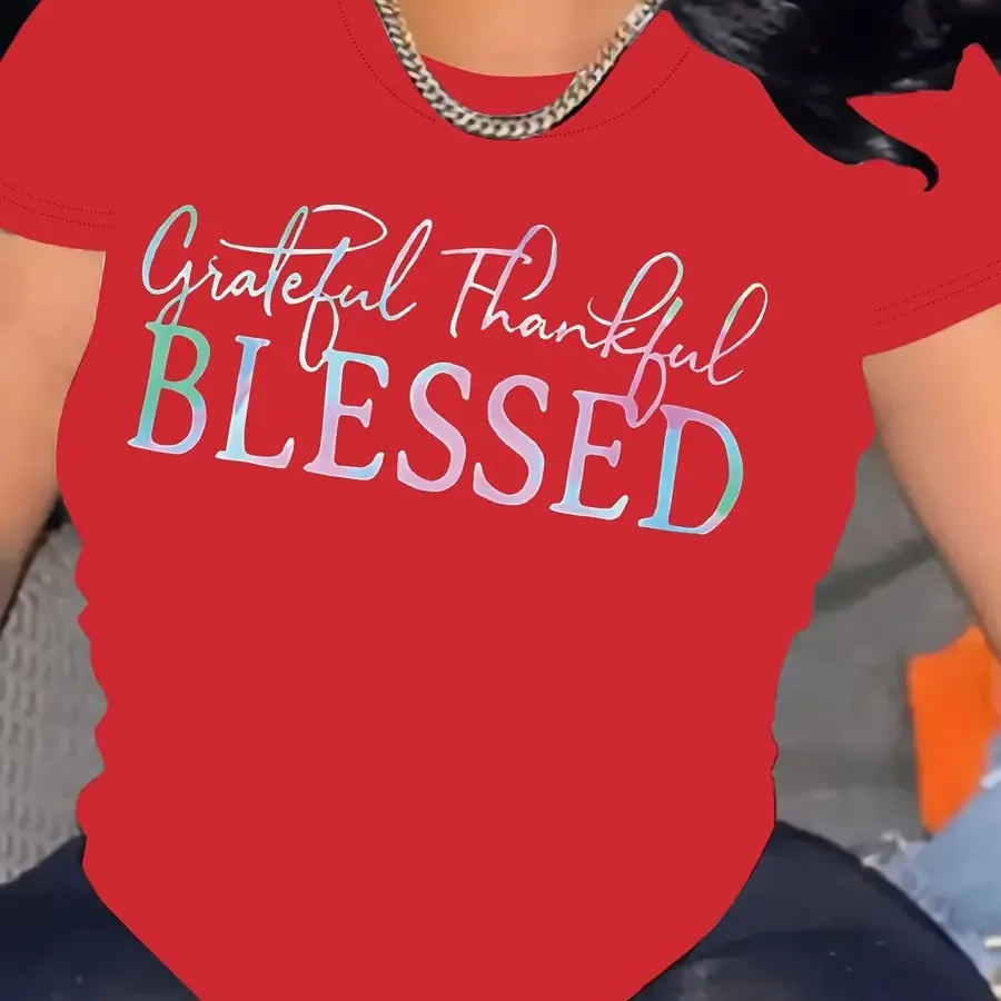 【New style】Plus Size Blessed Print T-Shirt Casual Crew Neck Short Sleeve Top For Spring and Summer Women's Plus Size Clothing
【New style】Plus Size Blessed Print T-Shirt Casual Crew Neck Short Sleeve Top For Spring and Summer Women's Plus Size Clothing