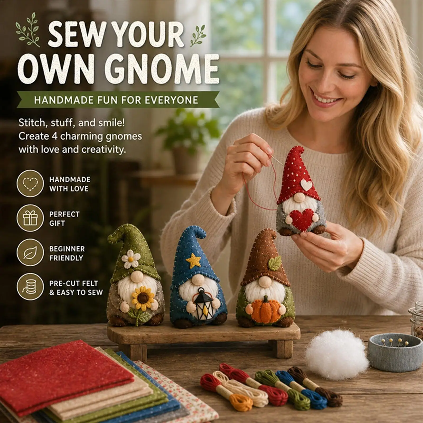 Sewing Kit For Kids Beginner-Friendly Felt Cartoon Animal Funny Gnome Craft Set For Teenagers Adults Mother DIY Projects Desk
Sewing Kit For Kids Beginner-Friendly Felt Cartoon Animal Funny Gnome Craft Set For Teenagers Adults Mother DIY Projects Desk