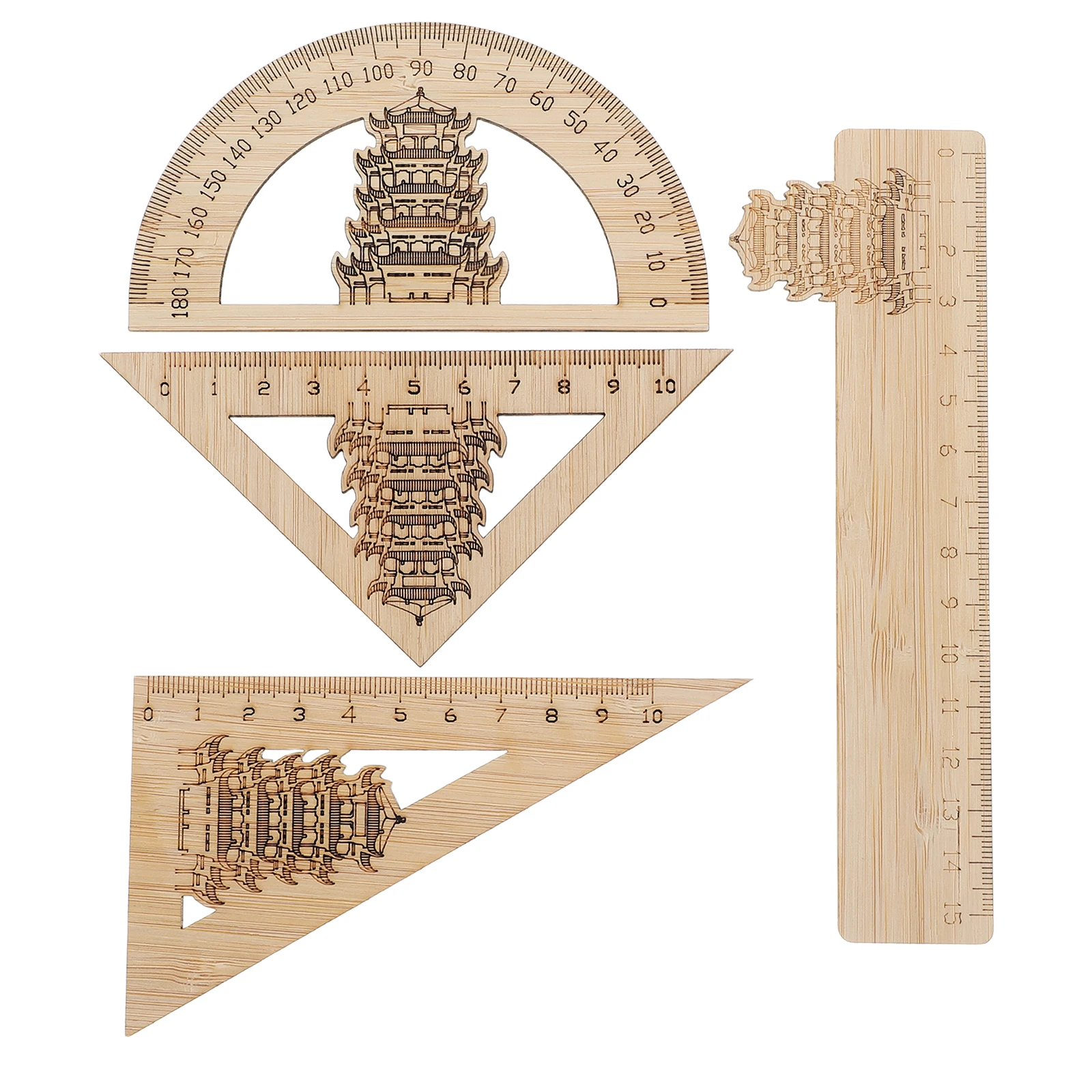 4 Pcs Bamboo Ruler Set Triangle Protractor Engineer Student Portable School Office Draft Measure Tool Math Geometry Stationery
4 Pcs Bamboo Ruler Set Triangle Protractor Engineer Student Portable School Office Draft Measure Tool Math Geometry Stationery