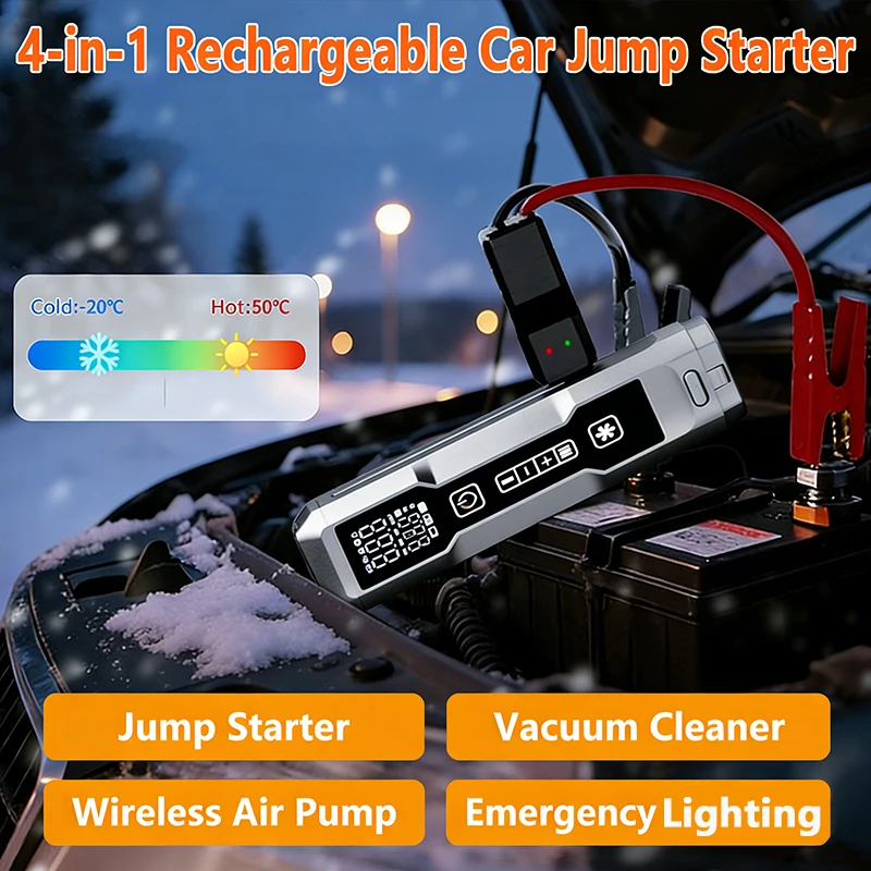 VYVYLABS 4-in-1 12V Rechargeable Emergency Jump Starter with 3 Modes LED Light Car Vacuum Cleaner Cordless Tire Inflator for car
VYVYLABS 4-in-1 12V Rechargeable Emergency Jump Starter with 3 Modes LED Light Car Vacuum Cleaner Cordless Tire Inflator for car