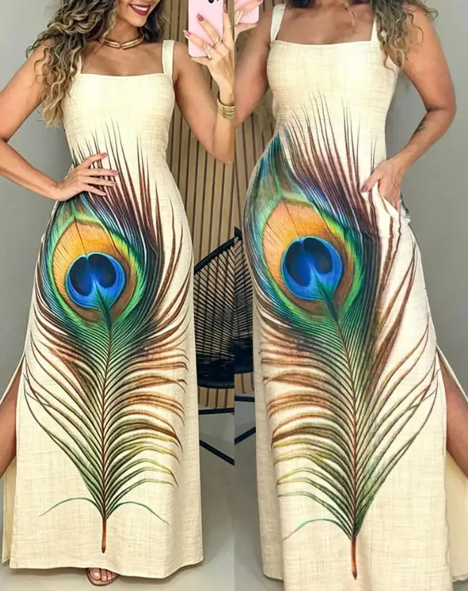 Women's Dress 2026 Spring Summer New Fashion Printed Square Neck Sleeveless Pocket Design Side Slit Slim Fit Vest Long Dress
Women's Dress 2026 Spring Summer New Fashion Printed Square Neck Sleeveless Pocket Design Side Slit Slim Fit Vest Long Dress