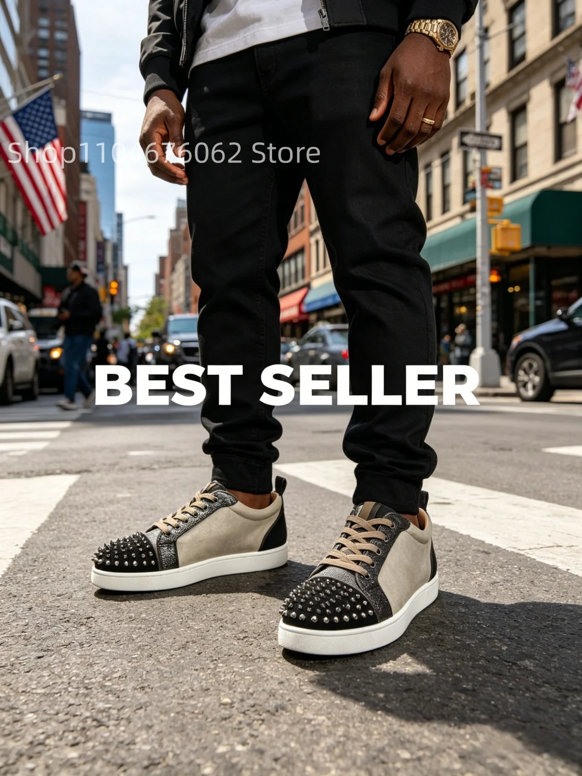 Men's Grey Suede Round Toe Flat Sloe Spiked Stud High Top Sneakers Edgy Punk Classic Lace-Up Street Luxurious Male's Causal Shoe
Men's Grey Suede Round Toe Flat Sloe Spiked Stud High Top Sneakers Edgy Punk Classic Lace-Up Street Luxurious Male's Causal Shoe