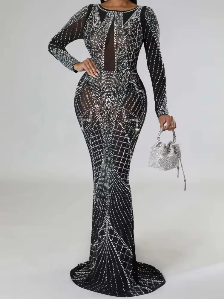AOMEI Autumn Women Long Dress Round Neck Shiny Party Long Sleeve Sexy Transparent Chiffon Celebration Evening Dresses
AOMEI Autumn Women Long Dress Round Neck Shiny Party Long Sleeve Sexy Transparent Chiffon Celebration Evening Dresses