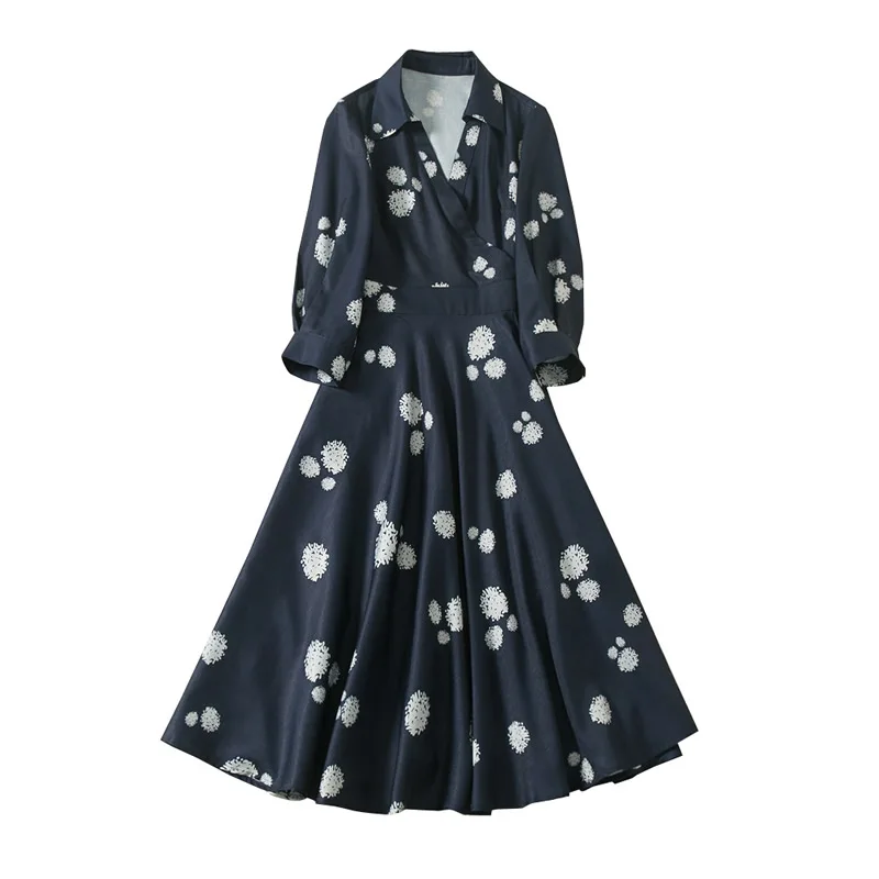 New Women Print Dress Turn-Down Collar Half A-Line Dress
New Women Print Dress Turn-Down Collar Half A-Line Dress