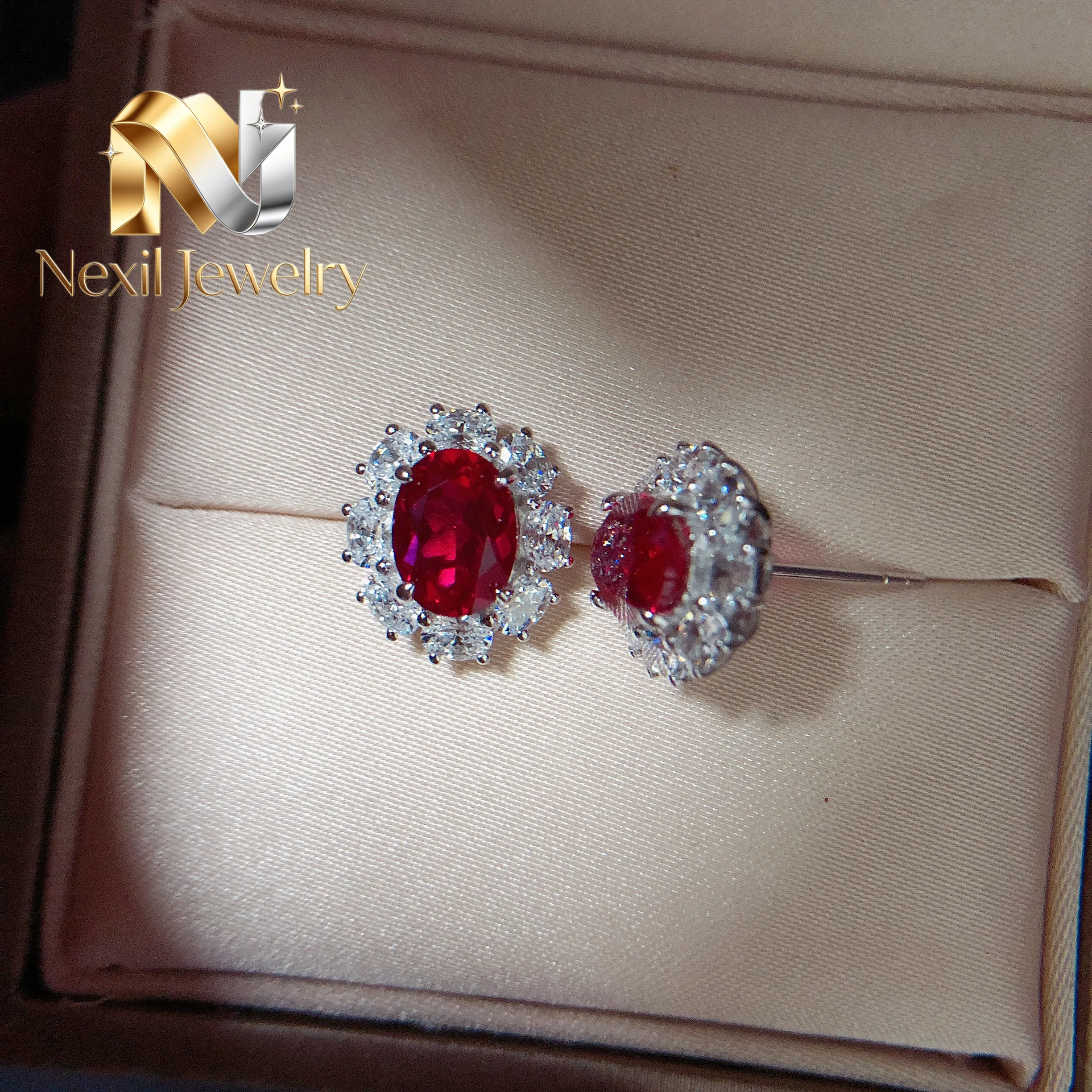 Nexil Jewelry 18K White Gold 1.5Ct each 6X8mm Oval Cut Sapphire&Ruby Lab Diamond Stud Earrings E057
Nexil Jewelry 18K White Gold 1.5Ct each 6X8mm Oval Cut Sapphire&Ruby Lab Diamond Stud Earrings E057