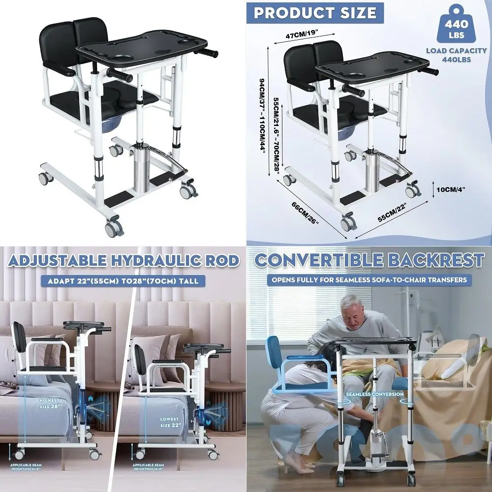 Patient Lift Transfer Chair, 5 in 1 Patient Lift Chair with 180Split Seat, Height Adjustable Patient Transfer Chair with 4 Cast
Patient Lift Transfer Chair, 5 in 1 Patient Lift Chair with 180Split Seat, Height Adjustable Patient Transfer Chair with 4 Cast