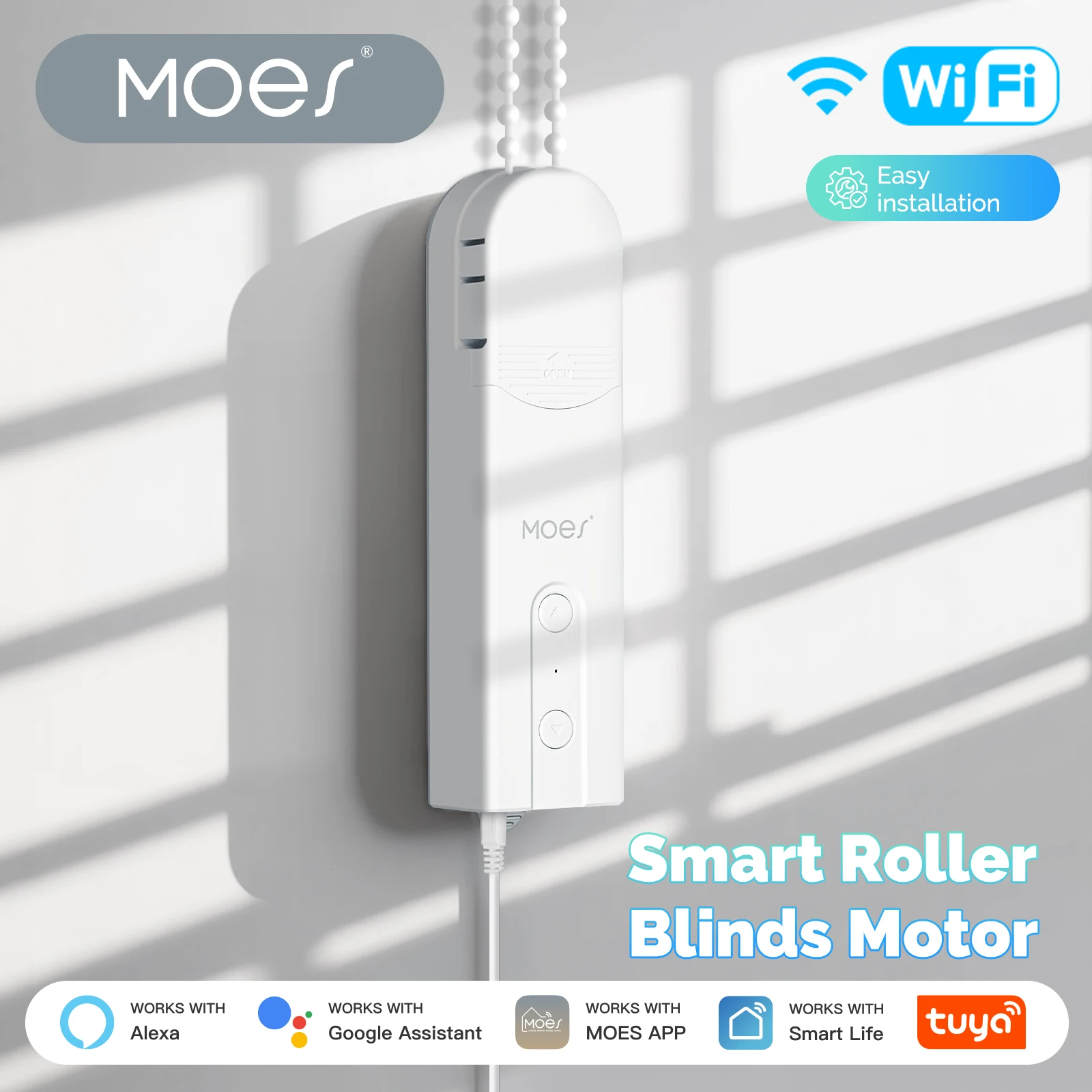 MOES Tuya WiFi Smart Shade Рулонные жалюзи Драйвер двигателя Электрические шторы Автоматизация тянущий шнур Цепная строка с Alexa Google Home
MOES Tuya WiFi Smart Shade Рулонные жалюзи Драйвер двигателя Электрические шторы Автоматизация тянущий шнур Цепная строка с Alexa Google Home