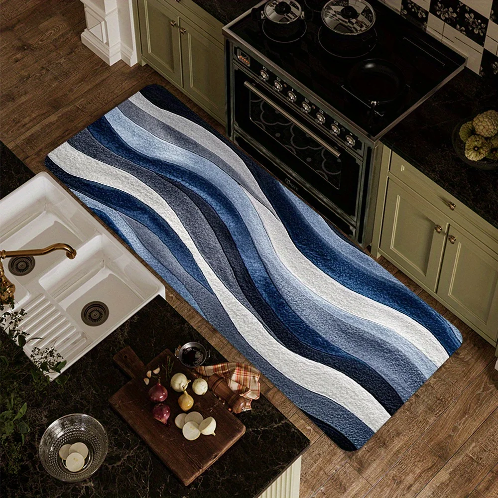 Blue White Gradient Wave Print Long Kitchen Floor Mat Non-Slip Absorbent Runner Rug for Home Kitchen Living Room Laundry Room
Blue White Gradient Wave Print Long Kitchen Floor Mat Non-Slip Absorbent Runner Rug for Home Kitchen Living Room Laundry Room