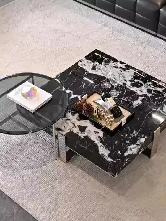 French modern simple small apartment marble home living room coffee table combination
French modern simple small apartment marble home living room coffee table combination