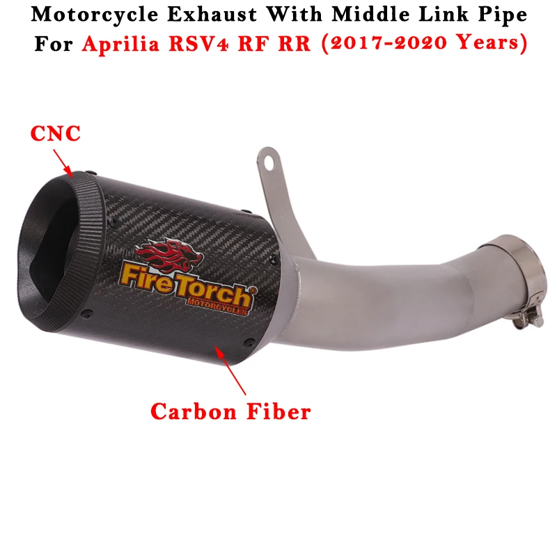Motorcycle Exhaust Modified Carbon Fiber Muffler With Stainless Middle Link Pipe Slip On For Aprilia RSV4 2017 2018 2019 2020
Motorcycle Exhaust Modified Carbon Fiber Muffler With Stainless Middle Link Pipe Slip On For Aprilia RSV4 2017 2018 2019 2020