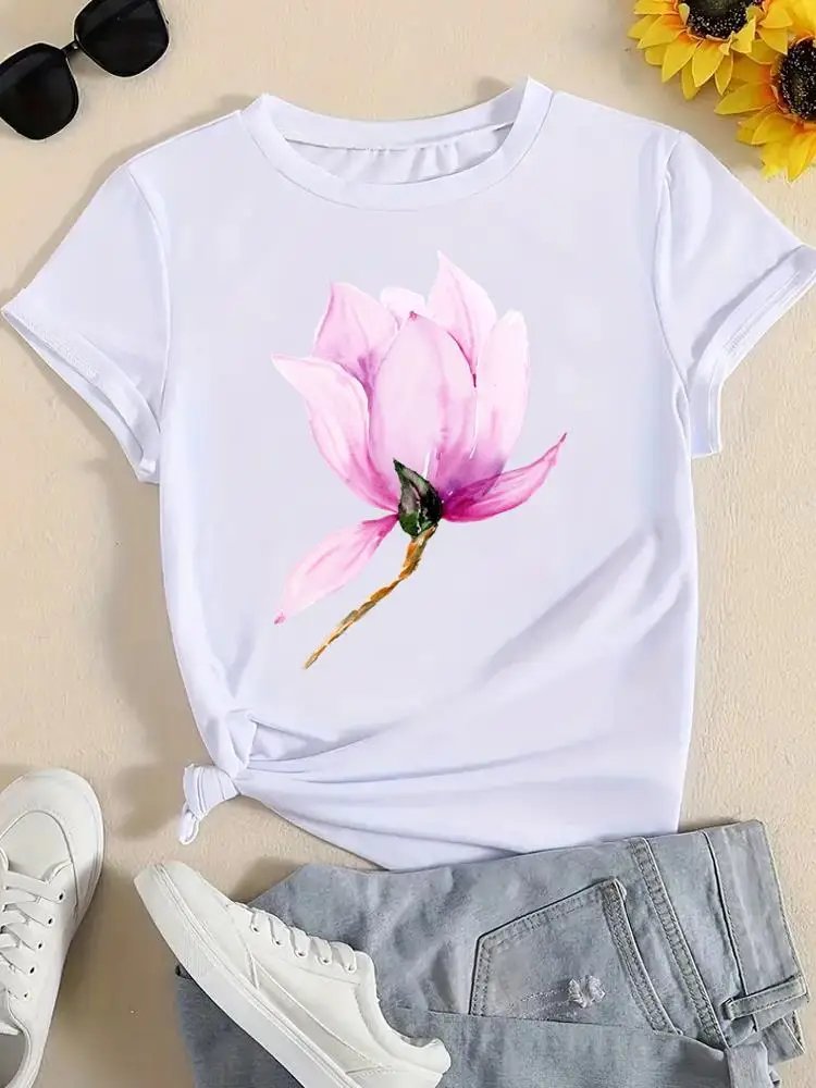 Watercolor Flower Sweet Trend Clothing Printed Casual Tee Short Sleeve Women Top Female T Shirt Fashion Clothes Graphic T-shirts
Watercolor Flower Sweet Trend Clothing Printed Casual Tee Short Sleeve Women Top Female T Shirt Fashion Clothes Graphic T-shirts