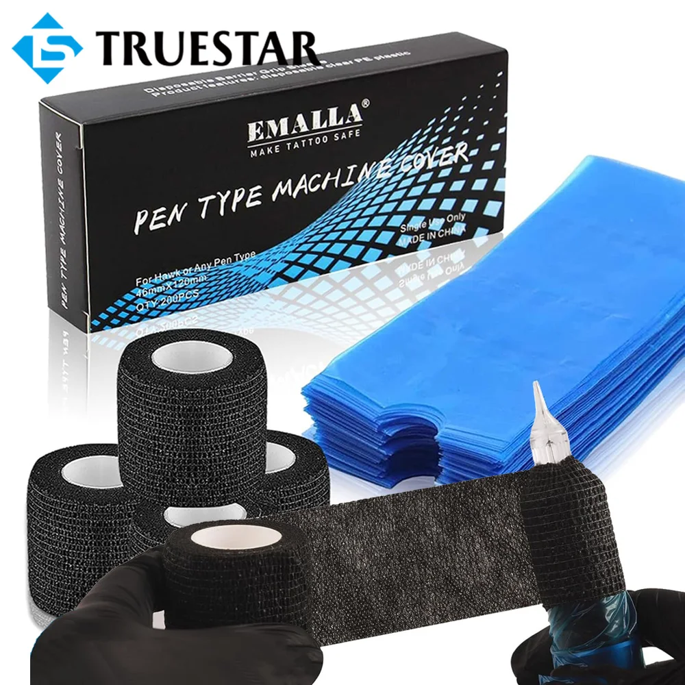 200PCS Tattoo Pen Covers with 4PCS Tattoo Grip Tape Set Plastic Pen Sleeves Self-Adherent Black Grip Wraps Tattoo Machine Supply
200PCS Tattoo Pen Covers with 4PCS Tattoo Grip Tape Set Plastic Pen Sleeves Self-Adherent Black Grip Wraps Tattoo Machine Supply