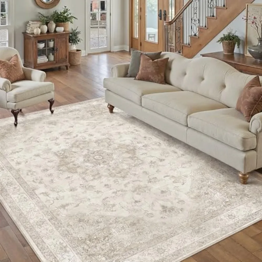 Living room bedroom beige washable vintage area rug 6x9, soft retro low pile thin non-slip oriental medallion floor cover
Living room bedroom beige washable vintage area rug 6x9, soft retro low pile thin non-slip oriental medallion floor cover