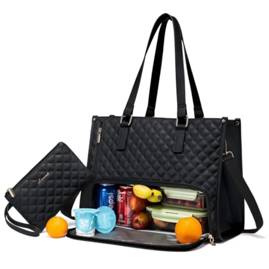 Lunch Tote Bag for Women, Laptop Bag with Insulated Lunch Compartment, Quilted Large Capacity Computer Handbag with Purse for B
Lunch Tote Bag for Women, Laptop Bag with Insulated Lunch Compartment, Quilted Large Capacity Computer Handbag with Purse for B