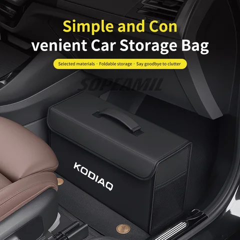 Car Trunk Organizing And Storage Box For Skoda Octavia VRS Kodiaq Brand-new leather trunk storage box Auto interior Accessories