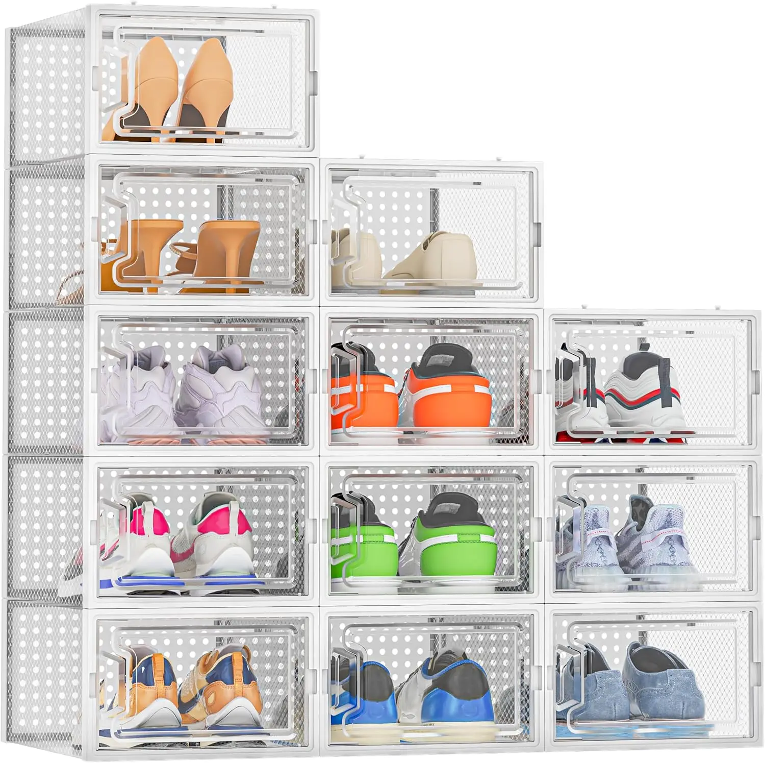 12 Pack Clear Plastic Stackable Shoe Boxes with Lids for Closet Storage, Size 10
12 Pack Clear Plastic Stackable Shoe Boxes with Lids for Closet Storage, Size 10