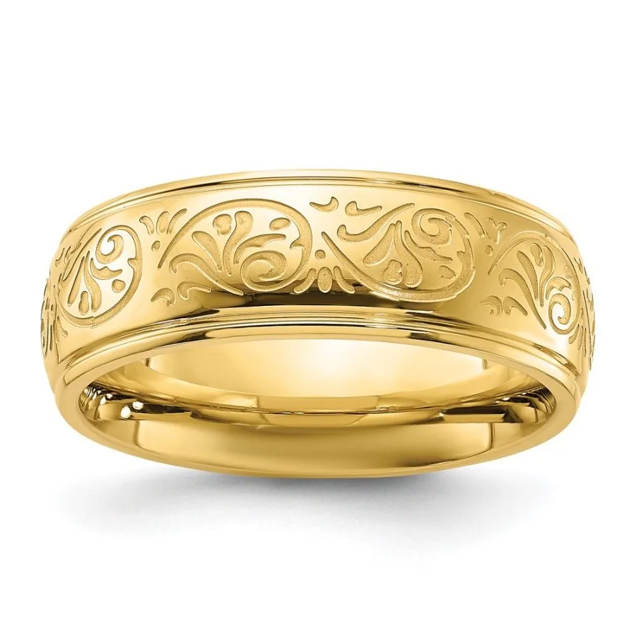 Chisel Stainless Steel Polished Yellow IPplated Etched Design Ridged Edge 7.5mm Band
Chisel Stainless Steel Polished Yellow IPplated Etched Design Ridged Edge 7.5mm Band