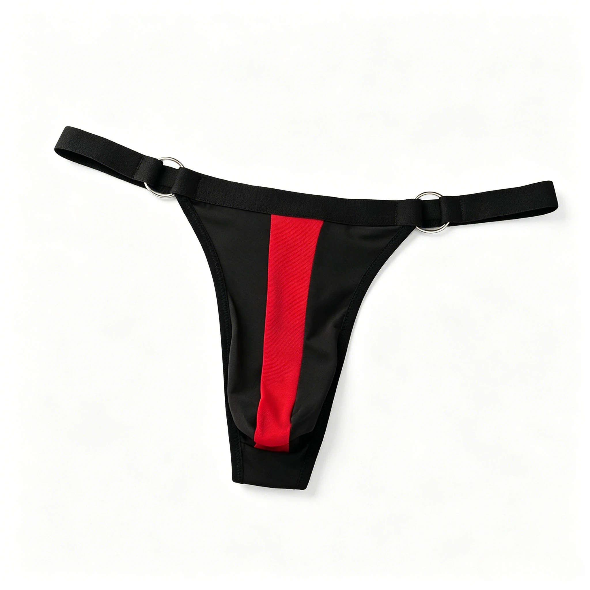 Men's Sexy T-Back Thong Metal Ring Accent, U-Convex Pouch Erotic Underwear Low-Rise Elastic G-String with Rings Erotic G-string
Men's Sexy T-Back Thong Metal Ring Accent, U-Convex Pouch Erotic Underwear Low-Rise Elastic G-String with Rings Erotic G-string