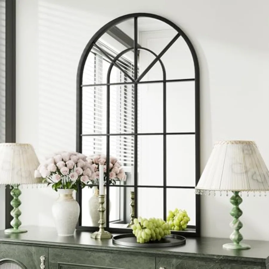 Arched Window Wall Mounted Mirror, 42"x24", Arched Window Pane Mirror Decorative for Entryway, Wall Decor Mirror for Bathroom V
Arched Window Wall Mounted Mirror, 42"x24", Arched Window Pane Mirror Decorative for Entryway, Wall Decor Mirror for Bathroom V