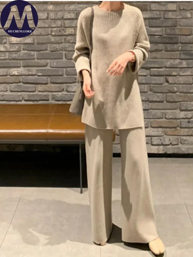 Women's Knitted O Neck Sweaters and Wide Leg Pant Sets, Elegant Tops, Casual Fashion, Autumn, Winter, 2 Pcs Set
Women's Knitted O Neck Sweaters and Wide Leg Pant Sets, Elegant Tops, Casual Fashion, Autumn, Winter, 2 Pcs Set