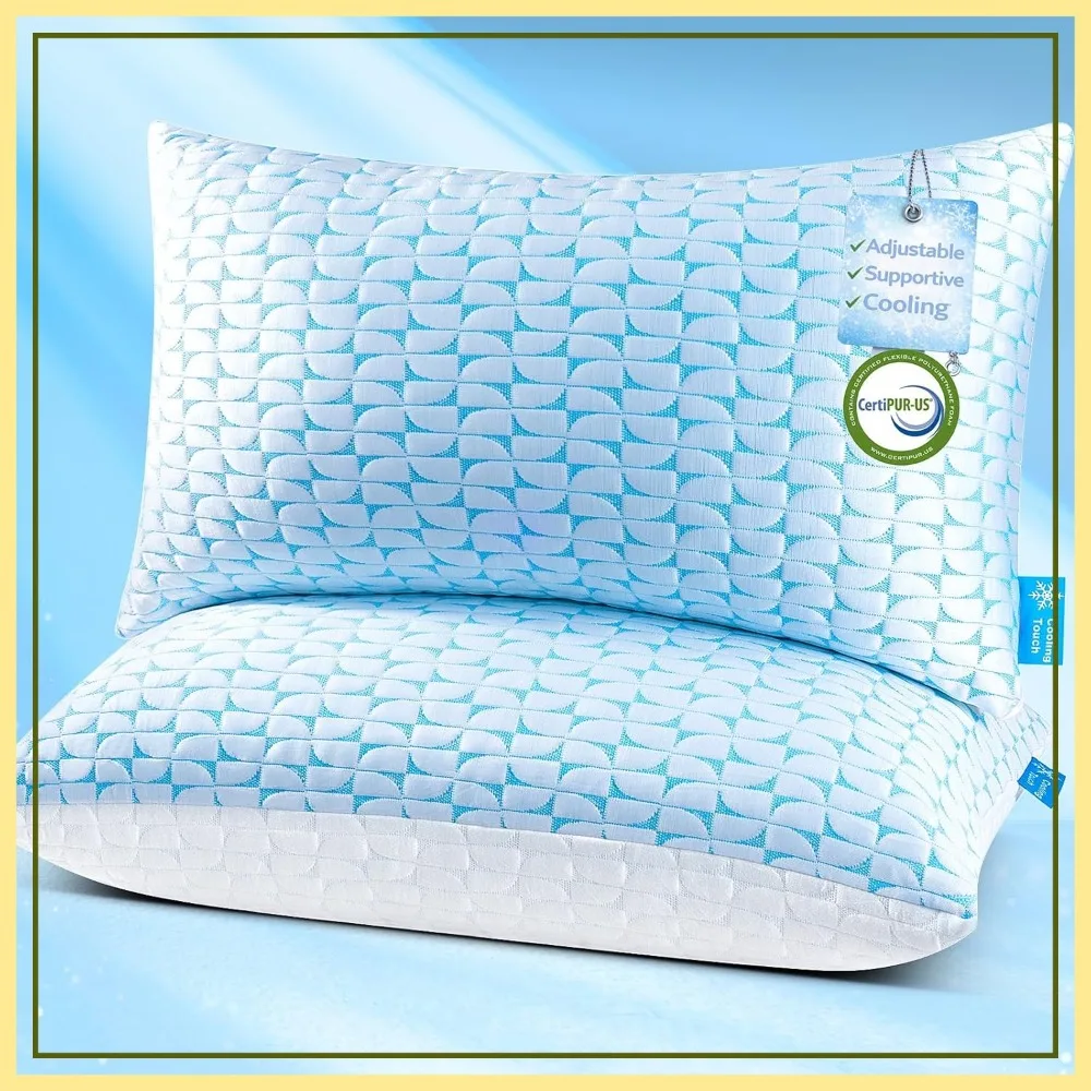 Adjustable Shredded Memory Foam Pillow, Cooling Bed Pillow for Hot Sleepers, Washable Cover, CertiPUR-US Certified, King Size 2-Pack
Adjustable Shredded Memory Foam Pillow, Cooling Bed Pillow for Hot Sleepers, Washable Cover, CertiPUR-US Certified, King Size 2-Pack