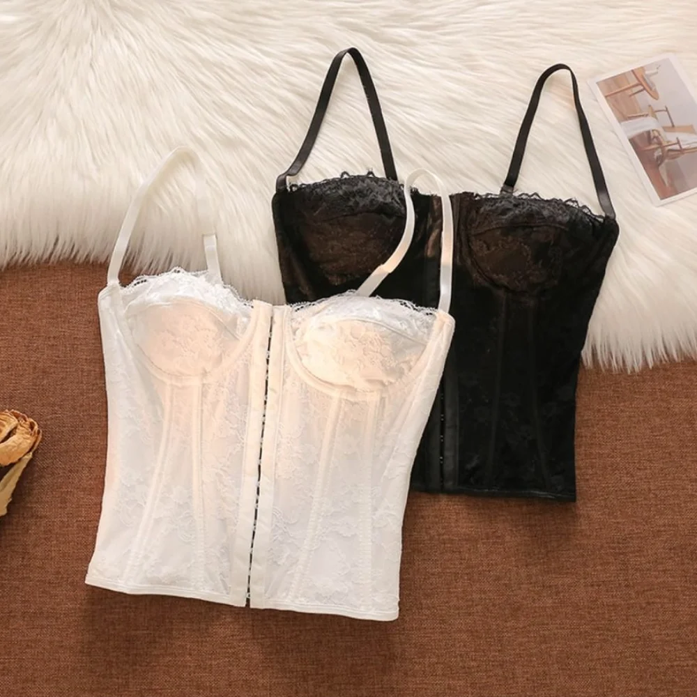 Elastic Hollow Lace Camisole Slim Fit Tanks Lace Corset Sleeveless Streetwear Crop Tops Spring Summer
Elastic Hollow Lace Camisole Slim Fit Tanks Lace Corset Sleeveless Streetwear Crop Tops Spring Summer