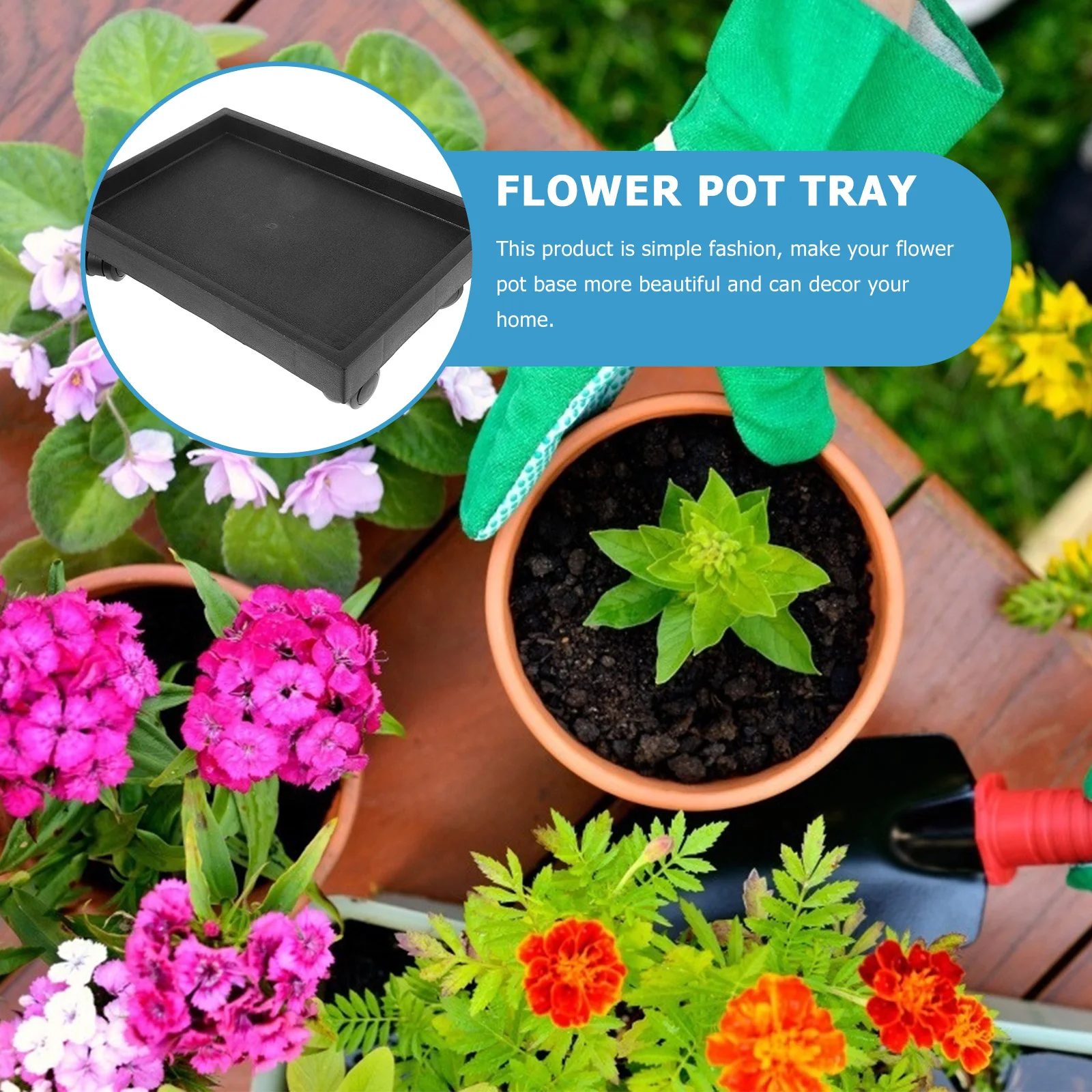 Movable Plant Stand With Wheels Rectangular Flower Pot Tray Tempered Glass Waterproof Rolling Base For Indoor Outdoor Gardening
Movable Plant Stand With Wheels Rectangular Flower Pot Tray Tempered Glass Waterproof Rolling Base For Indoor Outdoor Gardening