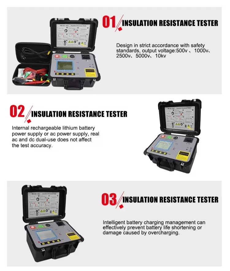 0.5kV, 1kV, 2.5kV, 5kV, 10kV Adjustable Insulation Resistance Tester Megohmmeter
0.5kV, 1kV, 2.5kV, 5kV, 10kV Adjustable Insulation Resistance Tester Megohmmeter
