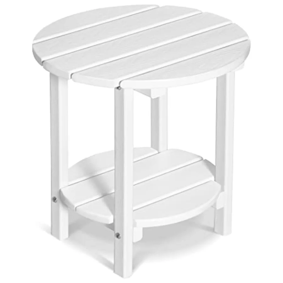 2 Tier Round Outdoor Side Table for Patio Porch HDPE Wood-Like Grain White Weather Resistant Small End Table
2 Tier Round Outdoor Side Table for Patio Porch HDPE Wood-Like Grain White Weather Resistant Small End Table