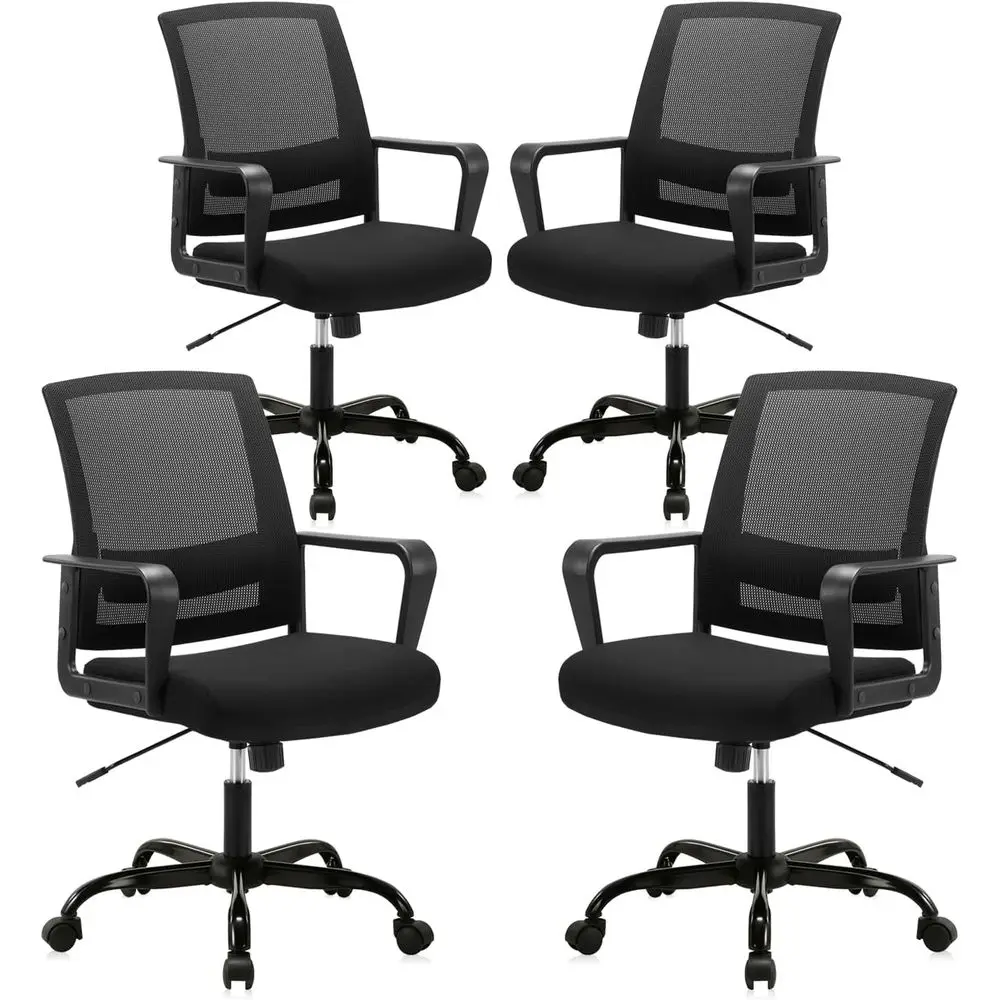 Executive Mesh Swivel Chair with Lumbar Support for Ergonomic Comfort - 4 Pack Home Office Black
Executive Mesh Swivel Chair with Lumbar Support for Ergonomic Comfort - 4 Pack Home Office Black