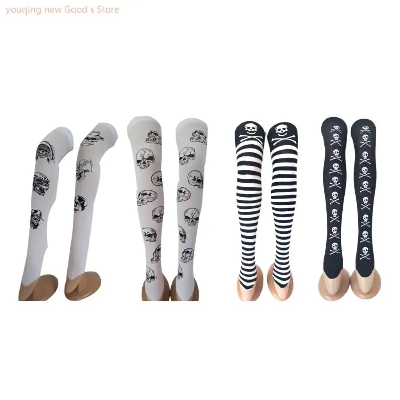 49ME Women Gothic Halloween Cosplay Thigh High Stockings Pirate Skull for Cross Skeleton Striped Print Over Knee Long Socks
49ME Women Gothic Halloween Cosplay Thigh High Stockings Pirate Skull for Cross Skeleton Striped Print Over Knee Long Socks