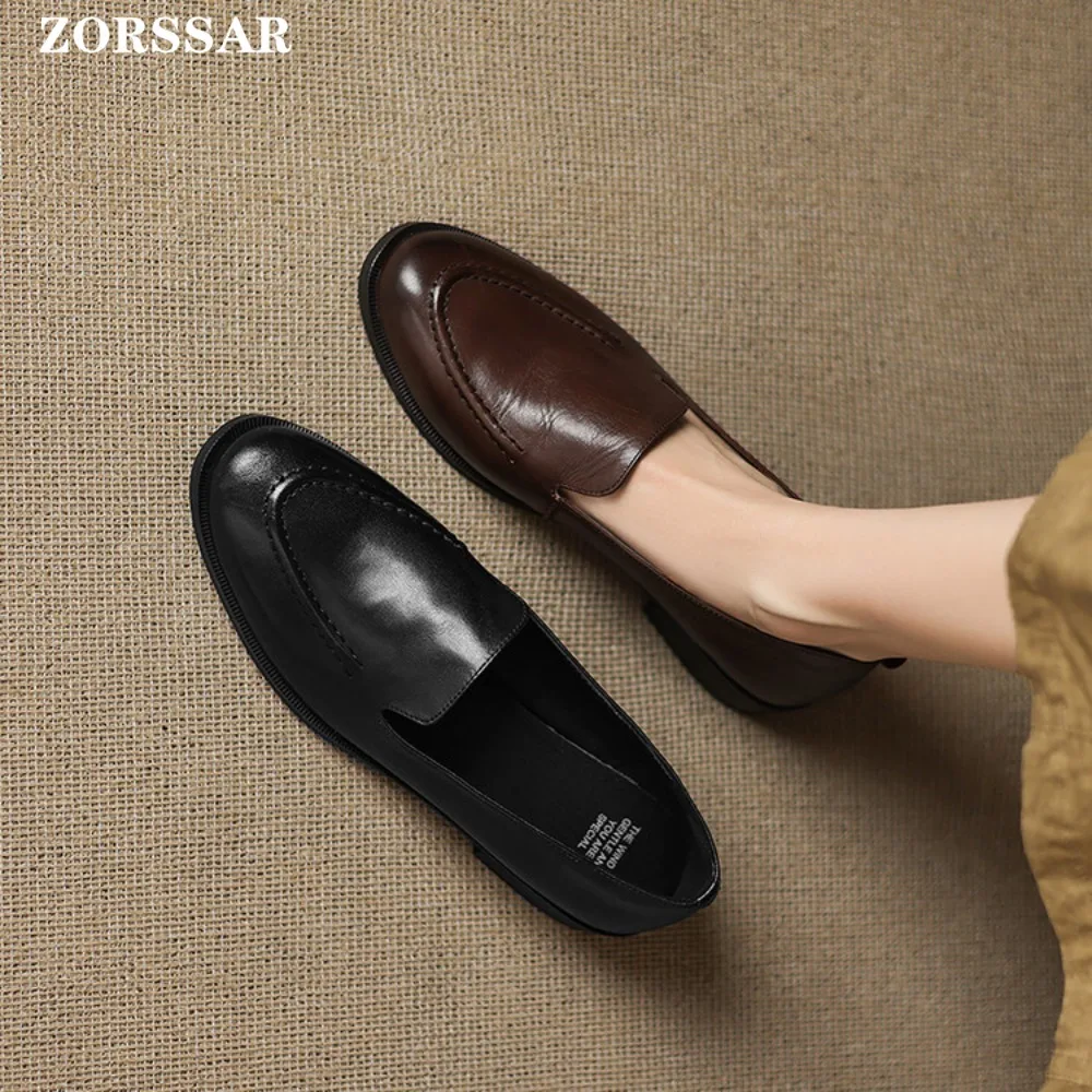 Loafers Women 2026 New Spring Round Toe One Foot Slip-on Shoes Women Genuine Leather Boat Shoes Soft Flats Shoes Women
Loafers Women 2026 New Spring Round Toe One Foot Slip-on Shoes Women Genuine Leather Boat Shoes Soft Flats Shoes Women