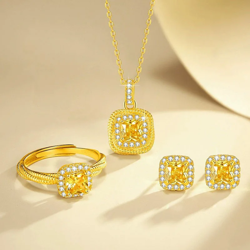 Sugar Zircon 18 K Gold Color Pendant Necklace Jewelry Sets for Women Wedding Celebration Forest Series Gemstone Gifts
Sugar Zircon 18 K Gold Color Pendant Necklace Jewelry Sets for Women Wedding Celebration Forest Series Gemstone Gifts