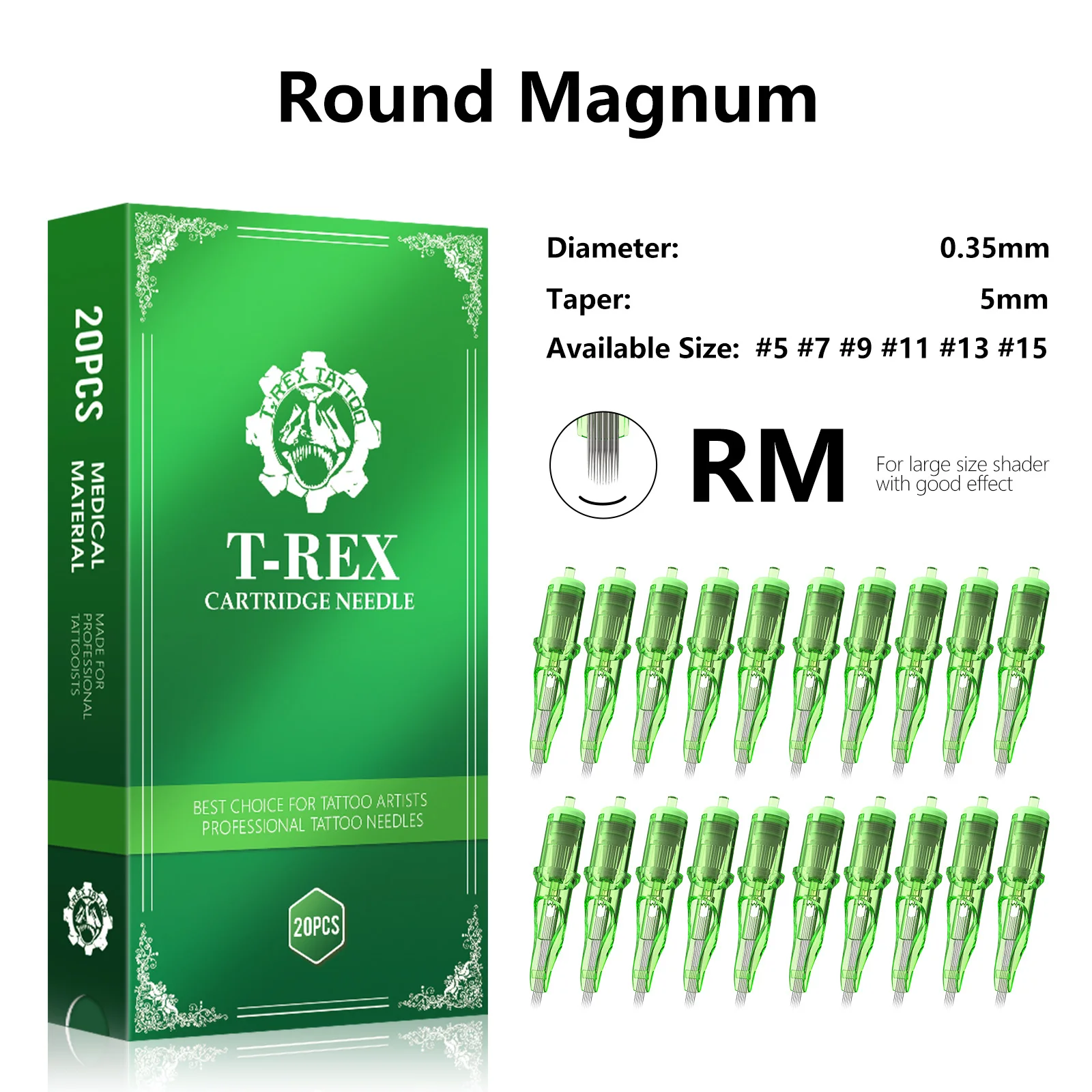 T-Rex 20 шт. картриджная игла для татуировки RL RM одноразовая стерилизация безопасная игла для татуировки 0,35 мм стерильная поставка игл для татуировки
T-Rex 20 шт. картриджная игла для татуировки RL RM одноразовая стерилизация безопасная игла для татуировки 0,35 мм стерильная поставка игл для татуировки